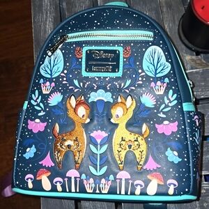 NWT DISNEY LOUNGEFLY BAMBI & FALINE FOLK MINI BACKPACK